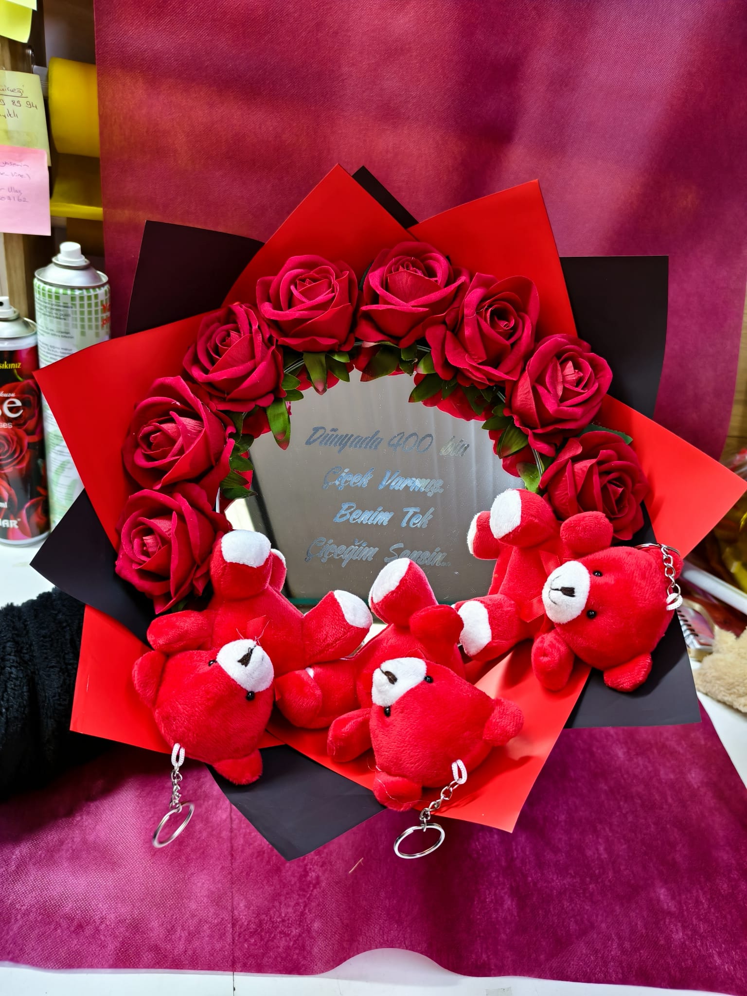 Aynalı Buketler - Kırmızı